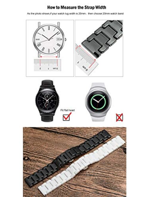 Ceramic Watch Band Universal strap with Quick Release Pins Butterfly Buckle Deployment Clasp Bracelet