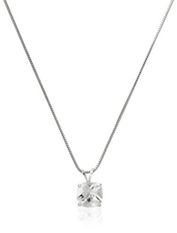 Sterling Silver Cushion-Cut Checkerboard Created or Genuine Gemstone Pendant Necklace