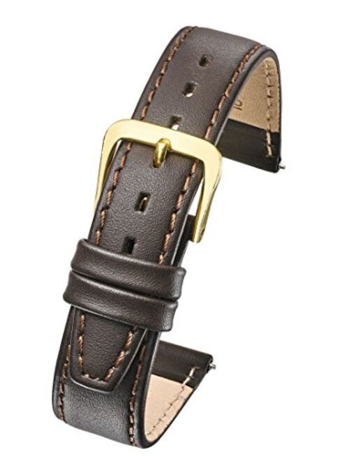 ALPINE Genuine leather watch band - flat stitched calf leather watch strap 10mm, 12mm, 14mm, 16mm, 18mm, 20mm - black, dark brown