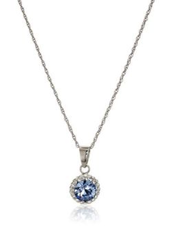 Sterling Silver Swarovski Crystal Halo Pendant Necklace, 18"