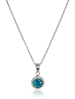 Sterling Silver Swarovski Crystal Halo Pendant Necklace, 18"