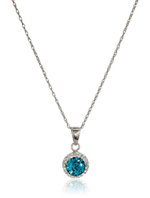 Sterling Silver Swarovski Crystal Halo Pendant Necklace, 18"