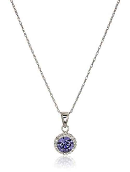 Sterling Silver Swarovski Crystal Halo Pendant Necklace, 18"