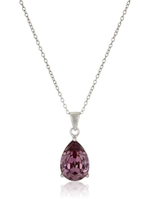 Sterling Silver Swarovski Crystal Teardrop Pendant Necklace, 18"