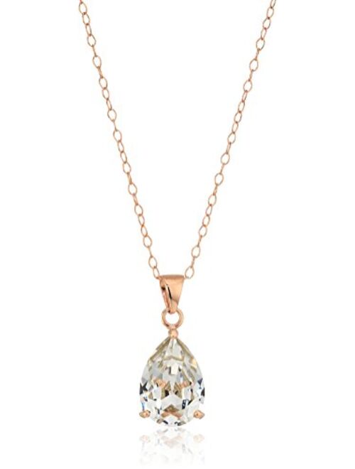 Sterling Silver Swarovski Crystal Teardrop Pendant Necklace, 18"