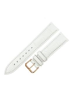 RECHERE Alligator Grain Leather Watch Band Strap Rose Gold Pin Buckle Black Brown Blue Red White