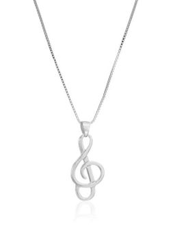 Sterling Silver Musical Note Pendant Necklace, 18"