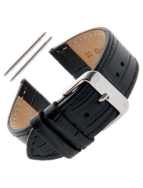 Gilden Unisex 16-30mm Gator-Grain Flat Stitched Leather Watch Strap F30