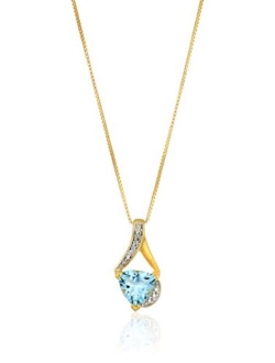 Sterling Silver Trillion-Cut Gemstone and Diamond Accent Pendant Necklace, 18"