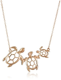 Sterling Silver Turtle Family Necklace, 18"