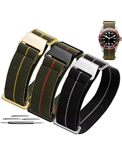 60's French troops Parachute Special Elastic Nylon Watch Band Man's Universal Nylon Strap Army-Green 20/21/22mm