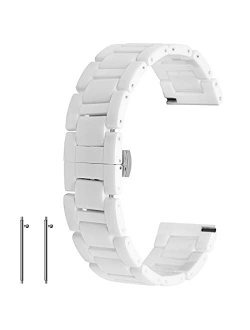 Kai Tian Ceramic Watch Band Quick Release 20mm 22mm Watch Strap Deployment Clasp Watch Bracelet for Women Men Black White