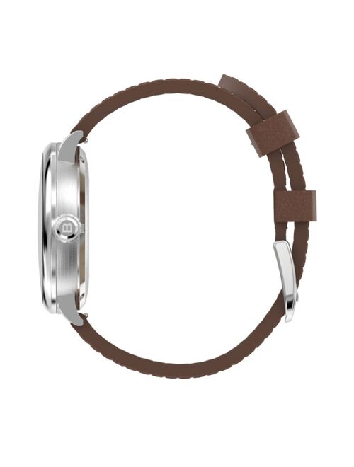 Blackwell White Dial with Silver Tone Steel and Brown Leather Watch 44 mm