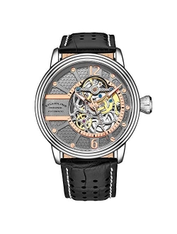 Original Mens Watch - Automatic Self Winding Dress Watch - Skeleton Watches for Men - Leather Watch Strap Mechanical Watch Analog Watch for Men