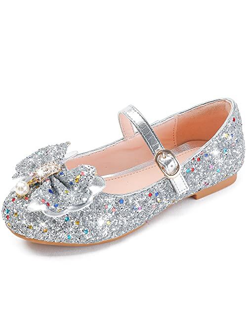 Furdeour Mary Jane Flower Party Bridesmaids Glitter Princess Ballet Flats