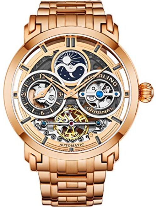 Stuhrling Men's Rose Gold Stainless Steel Bracelet Watch 47mm