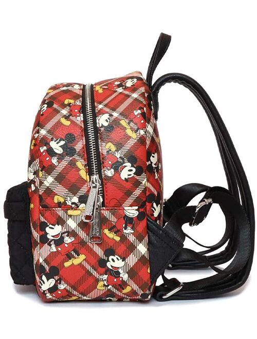 Loungefly Mickey Mouse Red Plaid Mini Backpack, Zipper closure By Brand Loungefly