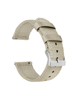 Watch Bands - Ballistic Nylon Two-Piece Military Style Straps with Integrated quick release spring bars - Choice of Color & Width (18mm, 20mm, 22mm)- Fits wrists 5