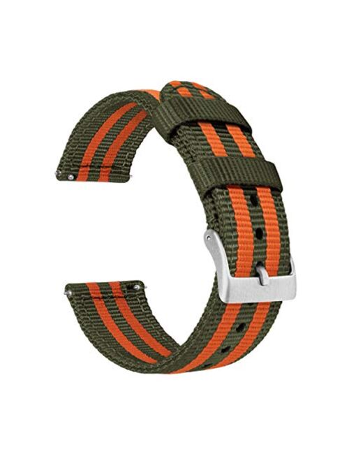 BARTON Watch Bands - Ballistic Nylon Two-Piece Military Style Straps with Integrated quick release spring bars - Choice of Color & Width (18mm, 20mm, 22mm)- Fits wrists 5