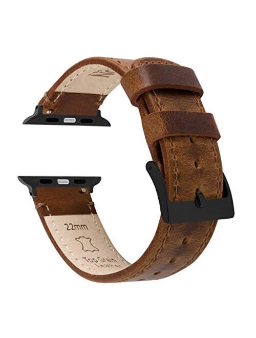 Barton Top Grain Leather Watch Bands Compatible with All Apple Watch Models - Series 5, 4, 3, 2 & 1 - Size 38mm, 40mm, 42mm or 44mm