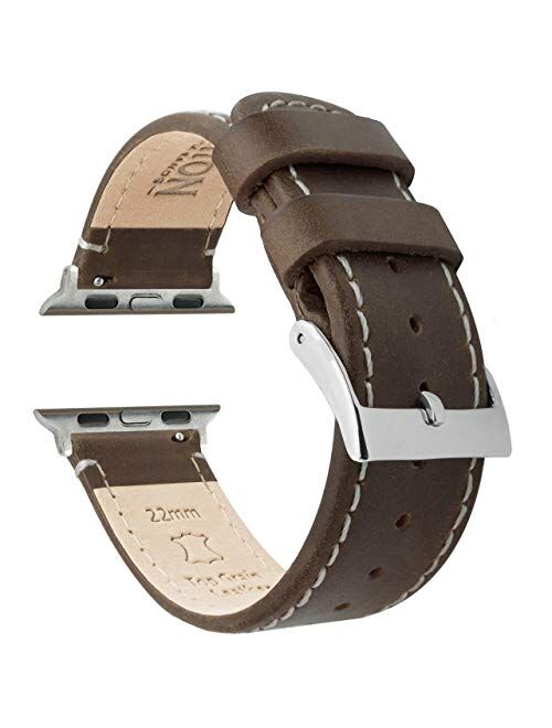 Barton Top Grain Leather Watch Bands Compatible with All Apple Watch Models - Series 5, 4, 3, 2 & 1 - Size 38mm, 40mm, 42mm or 44mm