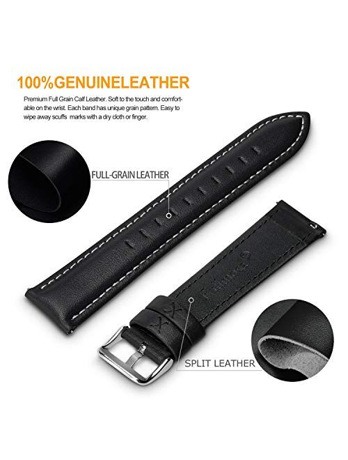 Fullmosa Quick Release Leather Watch Band 20mm Black & Quick Release Cross Series Watch Band 20mm Black