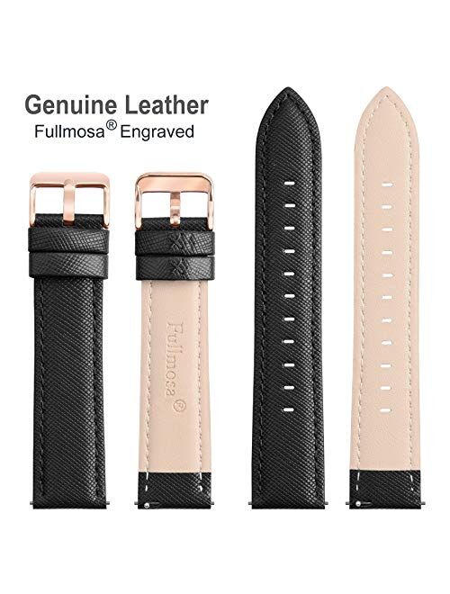 Fullmosa Quick Release Leather Watch Band 20mm Black & Quick Release Cross Series Watch Band 20mm Black