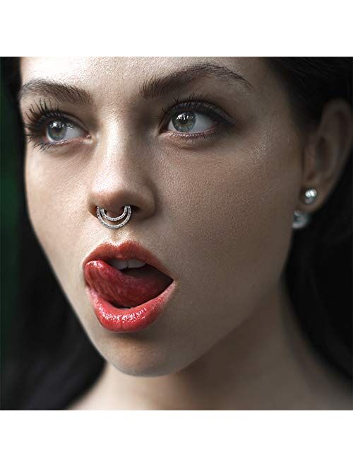 OUFER 16G Daith Septum Rings Unique Design 316L Stainless Steel Daith Helix Earrings Septum Piercing Jewelry