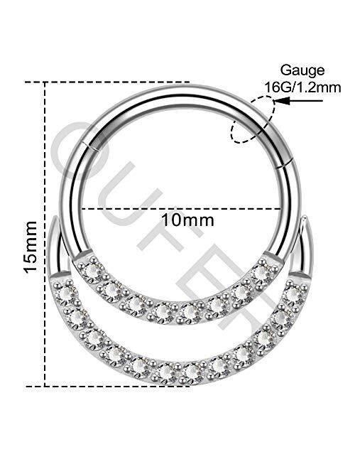 OUFER 16G Daith Septum Rings Unique Design 316L Stainless Steel Daith Helix Earrings Septum Piercing Jewelry