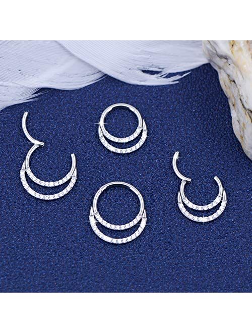 OUFER 16G Daith Septum Rings Unique Design 316L Stainless Steel Daith Helix Earrings Septum Piercing Jewelry