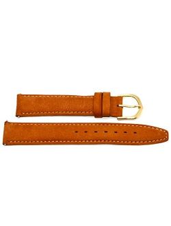 18mm Rust Camel Padded Stitched Suede Like Leather Watchband
