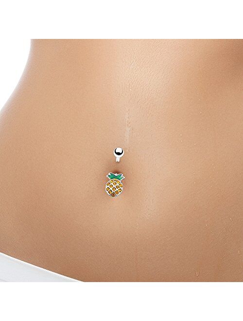 OUFER 14G Surgical Steel Pineapple Navel Rings Belly Button Rings Belly Piercings