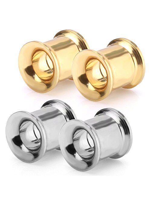 JewelrieShop Ear Tunnels Fake Illusion Double Flared Plugs Screw Tunnels Ear Expander Stretcher Plugs for Women Men