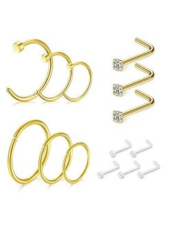 18G Nose Stud Stainless Steel 1.5mm 2mm 2.5mm 3mm Opal CZ Nose Screw Studs Nose Rings for Women Nostrial Piercing Jewelry