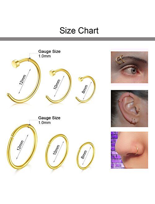 D.Bella 18G Nose Stud Stainless Steel 1.5mm 2mm 2.5mm 3mm Opal CZ Nose Screw Studs Nose Rings for Women Nostrial Piercing Jewelry