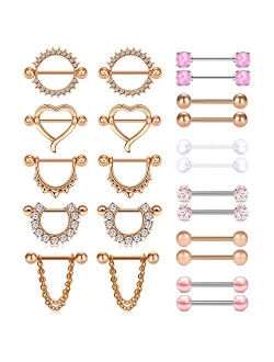 14G Nipple Rings Opal CZ Nipplerings Piercing Stainless Steel Nipple Straight Piercing Barbell for Women