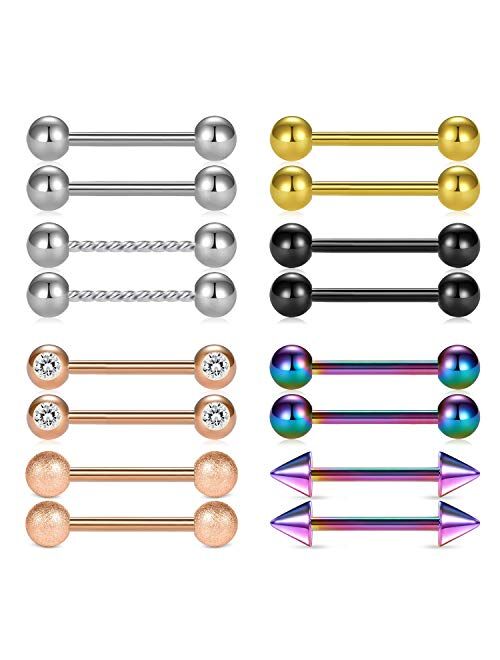 D.Bella 14G Nipple Rings Opal CZ Nipplerings Piercing Stainless Steel Nipple Straight Piercing Barbell for Women