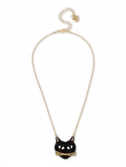Pave Cat Pendant Necklace, 16"   3" Extender