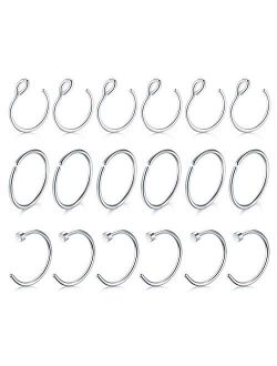 Fake Nose Ring, 20G Faux Piercing Jewelry 8mm Fake Nose Ring Hoop for Faux Lip Septum Nose Ring Set