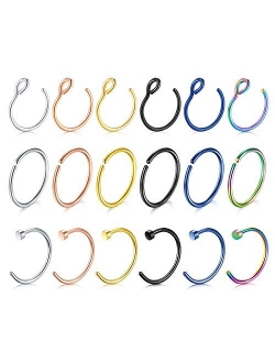 Fake Nose Ring, 20G Faux Piercing Jewelry 8mm Fake Nose Ring Hoop for Faux Lip Septum Nose Ring Set