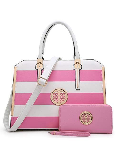 Dasein Stripe/Floral Handbags Tote Bag Satchel Handbag Shoulder Bags Tote Purse