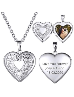 GOLDCHIC JEWELRY Heart Locket Necklace,18K Gold Plated/Platinum Plated/Rose Gold Flower/Tree of Life Memorial Photo Locket Necklace with Picture with 20”+2” Chain,with Gi