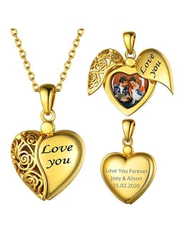 GOLDCHIC JEWELRY 925 Sterling Silver Heart Photo Locket Necklace That Holds Pictures for Women Girls, Birthstone/Tree of Life/Kiss Couple/Angel Wing Lockets w 18”+2”Adjus