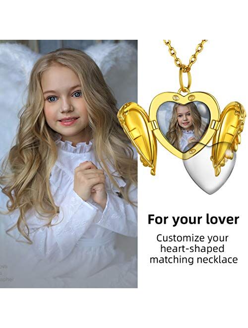 GOLDCHIC JEWELRY 925 Sterling Silver Heart Photo Locket Necklace That Holds Pictures for Women Girls, Birthstone/Tree of Life/Kiss Couple/Angel Wing Lockets w 18”+2”Adjus