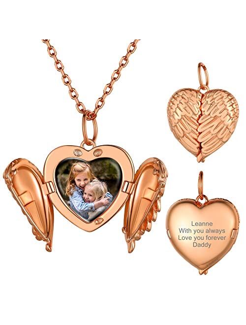 GOLDCHIC JEWELRY 925 Sterling Silver Heart Photo Locket Necklace That Holds Pictures for Women Girls, Birthstone/Tree of Life/Kiss Couple/Angel Wing Lockets w 18”+2”Adjus