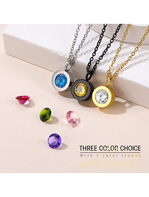 GoldChic Jewelry 7pcs Interchangeable Bezel-Set Necklace for Women Girl Gift Jewelry,Cubic Zirconia Necklace, Bezel Necklace with Gift Box