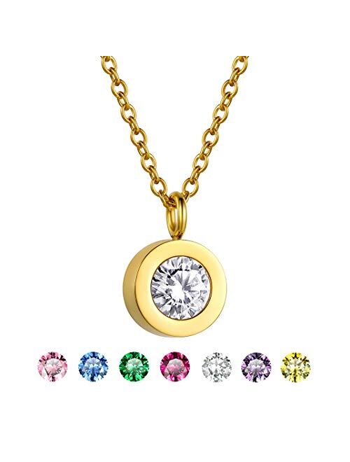 GoldChic Jewelry 7pcs Interchangeable Bezel-Set Necklace for Women Girl Gift Jewelry,Cubic Zirconia Necklace, Bezel Necklace with Gift Box