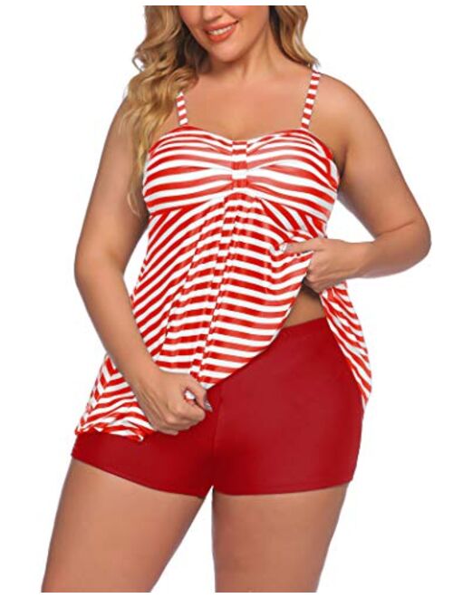 Avidlove Women Tankini Swimsuits Two Piece Bathing Suit with Shorts Retro Sailor Stripe Dot Tankini Set