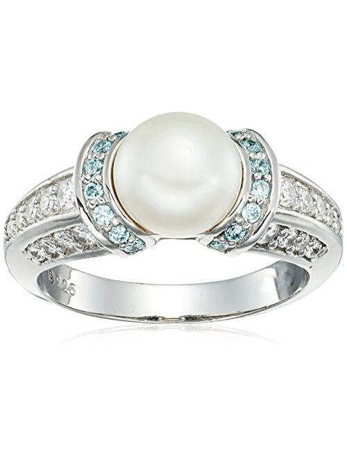 Amazon Collection Platinum Plated Sterling Cultured Pearl Ring