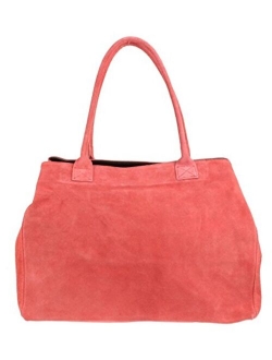 Girly Handbags Expandable Italian Suede Leather Shoulder Bag